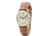 gros plan d'une montre sur fond blanc avec un bracelet marron