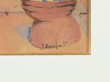 a picture of a painting of a vase with flowers in it