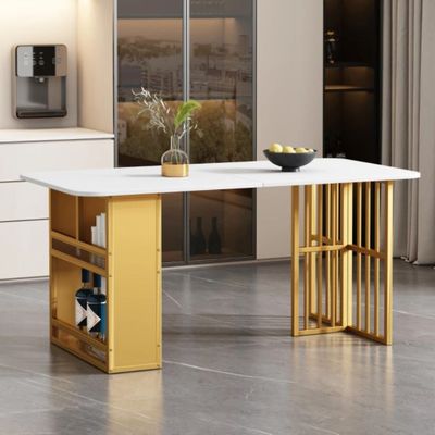 Table à Manger Moderne Rectangulaire avec Espace de Rangem… - Photo 1