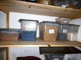 many containers and containers on the shelves in the kitchen