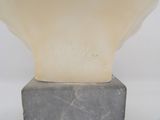 an image of a white marble bust of a man on a marble base