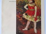 une affiche représentant une femme en robe rouge, avec des fleurs sur la tête