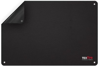 a close up of a black mouse mat with a black corner