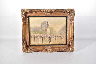 une image d'un tableau représentant des personnes marchant dans une rue