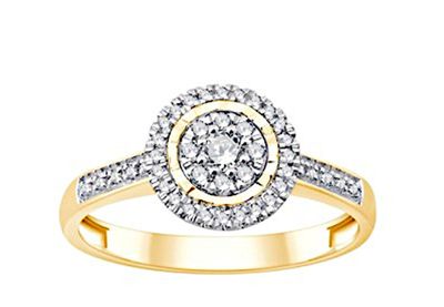 14k yellow gold 1 / 4ct tw diamond halo engagement ring