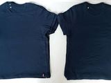 two t - shirts with zippers on the front and back of them