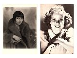 two black and white photos of a woman in a fur coat and a woman in a fur coat