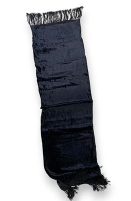 an image of a black scarf with fringes on it