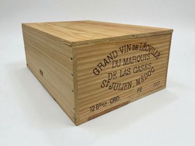 a wooden box that has a label on it