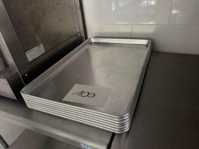 a tray with a number on it sitting on a shelf