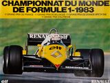 une affiche représentant une voiture de course en couverture d'un magazine