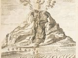 un vieux livre sur lequel figure le dessin d'un homme debout au sommet d'une montagne
