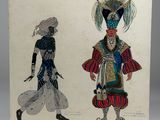 an old fashion illustration of a man and a woman dressed in costume