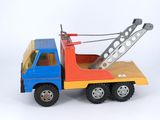 a toy truck with a crane on the back of it