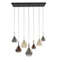 Suspension 7 lampes en verre ambré, cuivré et chromé , Dimen… (photo 3)