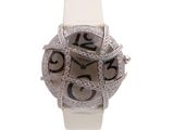 an image of a close up of a watch on a white surface