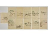 a group of six chinese ink drawings