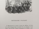 an open book with a picture of a group of people standing in front of a building
