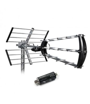 a close up of a tv antenna with a battery attached to it