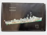 an open book with a picture of a ship on the cover
