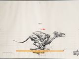 an image of a drawing of a dog running on a skateboard