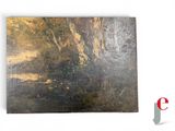 an image of a painting of a landscape with trees and a river