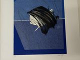 une image représentant une image d'un parapluie sur fond bleu