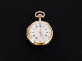 pocket watch with roman numerals on a black background