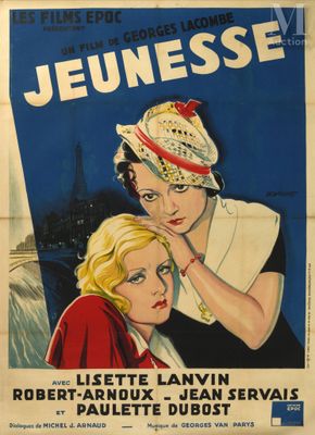 an old movie poster for jeunesse starring a woman and a man