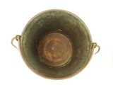 a green vase with a brown lid and a brown handle