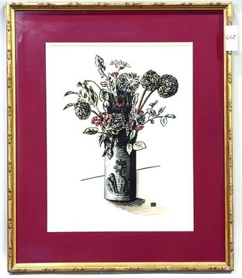 une image d'un tableau représentant un vase contenant des fleurs