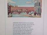 a picture of a painting of a bridge over a river
