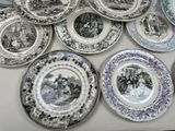 a lot of plates that are sitting on a table