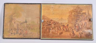 Deux puzzles à décor de parodies animalières (fables de La F…