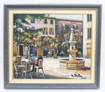 Max TOUTAIN (1935-2006) Placette à la fontaine.