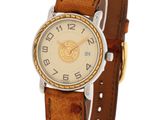 an image of a wrist watch with a brown leather band