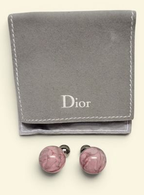 christian dior pink marbled cufflinks and pouch
