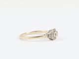 a close up of a diamond ring on a white background