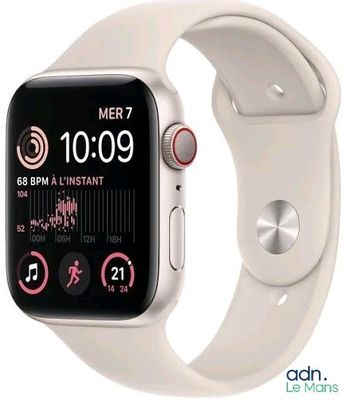 an image of a white apple watch with a white band
