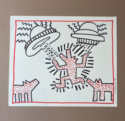 Keith HARING (1958-1990) UFO and Barking Dogs
