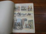 an open book with pictures of people and animals on it