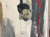a painting of a man in a top hat on a table