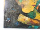 un tableau représentant une femme tenant un verre de vin
