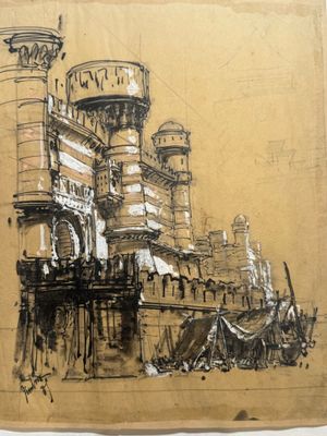 an image of a drawing of a castle on a piece of paper