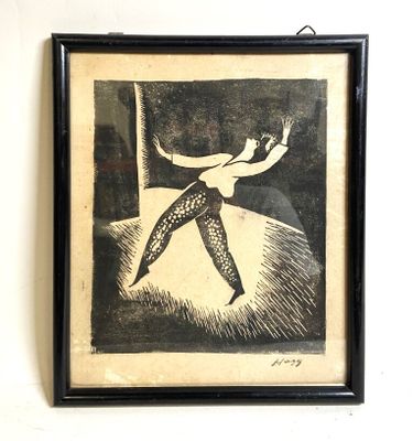 framed picture of a woman in tights dancing in a room