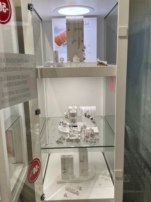 a display case with a lot of jewelry inside of it