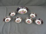 six small bowls and six smaller bowls with flowers on them