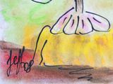 drawing of a flower in a vase with a butterfly on it