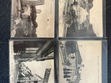 quatre vieilles photos en noir et blanc représentant un immeuble et une rue