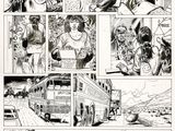 une image tirée d'une bande dessinée avec un bus en arrière-plan